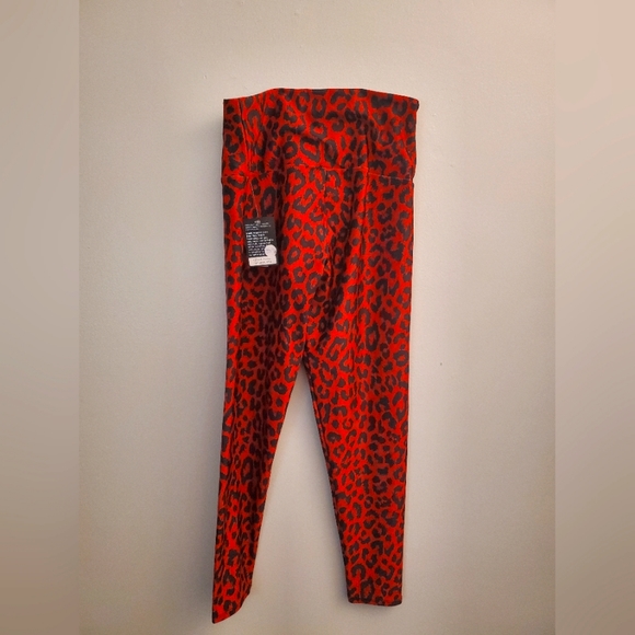 High rise midi Onzie red leopard print leggings - Picture 2 of 4